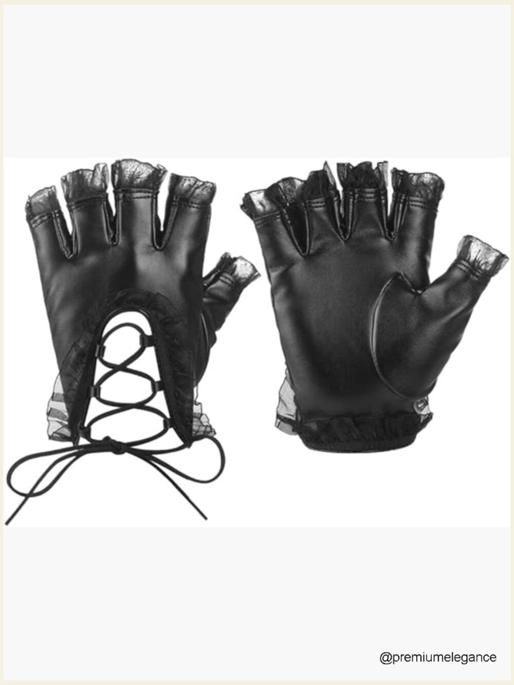 PU Leather Fingerless Half Gloves Gothic Retro Driving Punk Men Mittens